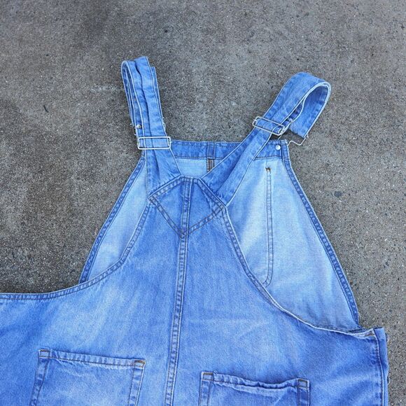 SPOON Distressed Denim Overall Shorts 1X – Graphic Cutoff Plus Size - Picture 3 of 9